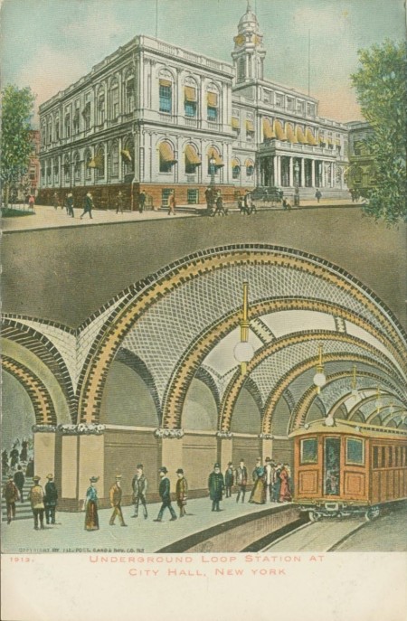 PostcardNewYorkNYCityHallSubwayStation1913